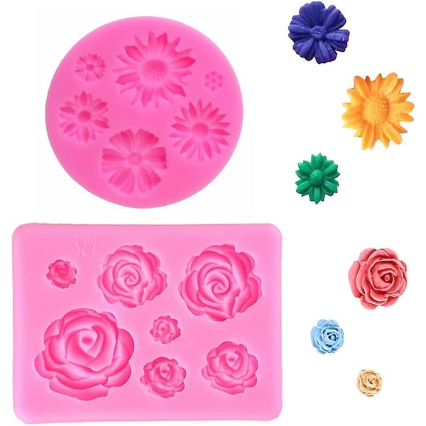 2st Gör Rose Flower Shape Fondant 3d DIY Mould och Daisy Shape