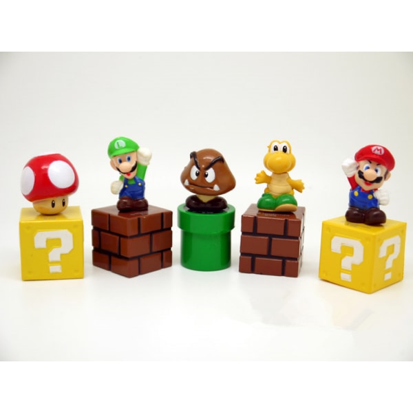 (5 stycken) Super Mary modell ornament Mario svampdocka tårtdekoration bilprydnader figurmodell 5 pieces