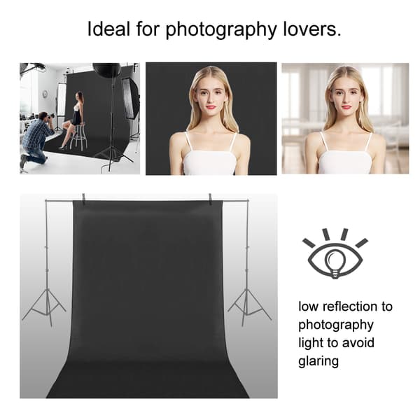1,6*3m/5,2*9,8ft Fotografi Chromakey Baggrund Studio Bomuld Stand Baggrund (sort)