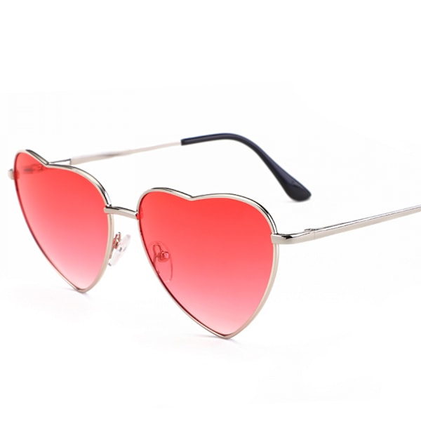 Hjerteformede solbriller for kvinner, fasjonabel stil, metallramme, UV400-beskyttelseslinse - Gull / Klar rosa