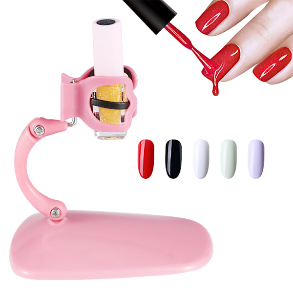 Ny handfri nagellacksflaskhållare displayställ lutningsklämma greppverktyg rosa