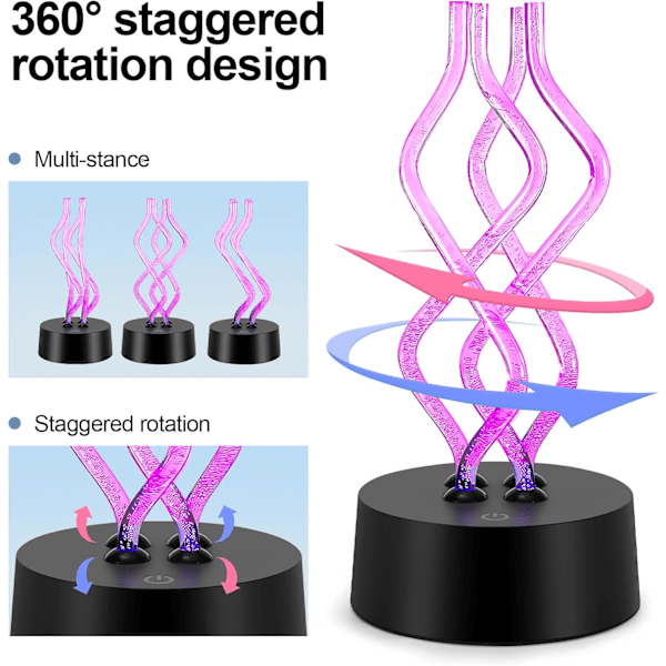 WJ123Touch Natbordlampe, 360° Drejelig Cool Natlampe med 7 Farveskiftende Lys, Unik Natbordlampe til Soveværelse Kontor