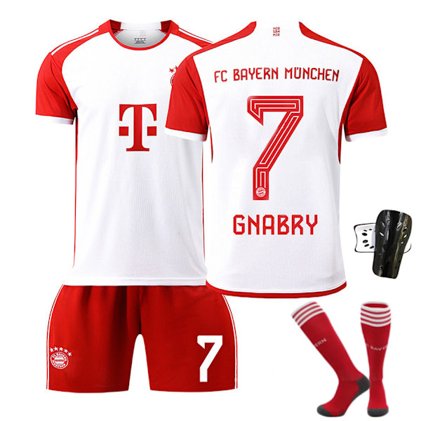23/24 Bayern Stadium Koti Lasten Jalkapallopaita Set Sukat Ja Suojat 7 GNABBY XL