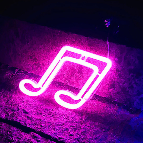 Musiknot Neonskyltar LED Neonljus USB eller batteridrivna LED Neonljusskyltar Tik Tok LED Nattljus för sovrum (rosa)