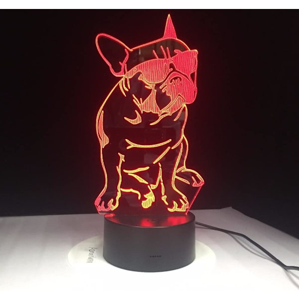 WJ Bär Solglasögon Hund 3D Lampa 7 Färg Led Nattlampor för Barn Touch Led USB Bordslampa Lampara Lampe Sovande Nattlampa