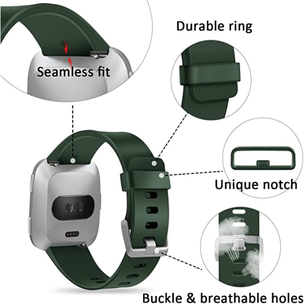 Smartklokkestroppen er kompatibel med Fitbit versa Smartwatch, versa 2 og versa Lite se-klokker for kvinner og menn（ Olive-S）