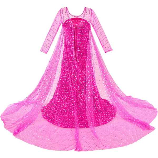 Lyxiga Prinsessklänningar med Glimmande Lång Kappa för Flickors Födelsedagsfest 4-5 Years Pink