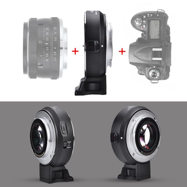 Metal elektrisk autofokuslinseadapter til Canon EF-objektiv til Sony APS-C-kameraer
