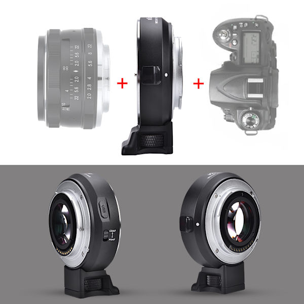 Metallisk elektrisk autofokus-objektivadapter för Canon EF-objektiv till Sony APS-C-kameror