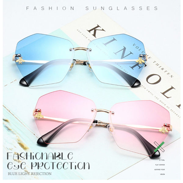 Retro Oversized Flat Top Square Solbriller Enkelt Stykke Rammeløse Store Skjold Shades Stilig Kvinner Menn