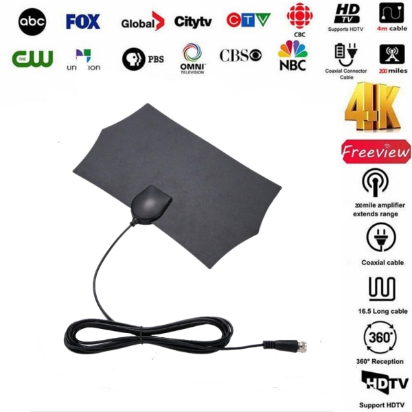 Digital HDTV-antenner Mini High Definition TV-antenne HD indendørs forstærket High Definition 4K HDTV Digital TV-antenne
