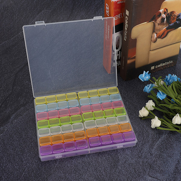 56 Gitter Neglekunst Opbevaringsboks Sequin Rhinestone Lille Tilbehør Organizer Container Etui (Farve)Farve