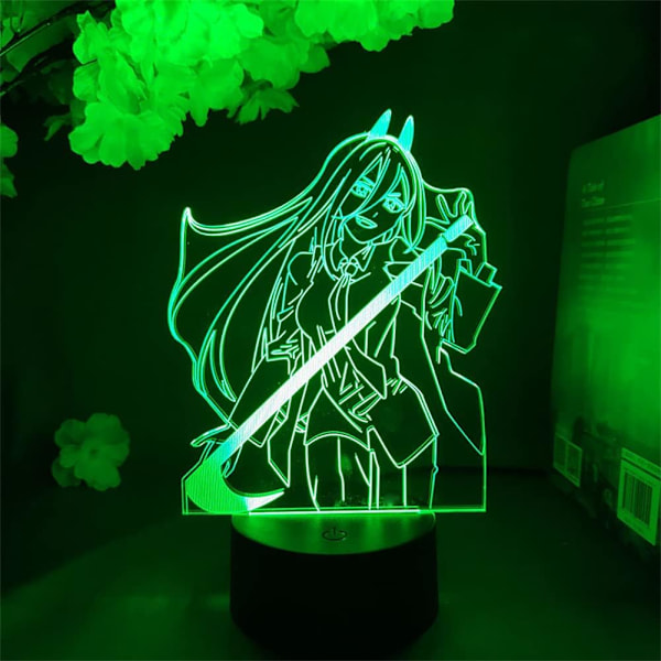 WJ 3D Lampe Anime Chainsaw Man Figur Power Lampe Farverig Led Illusion Natlys Soveværelse Sengekant Dekoration Julegave Manga Chainsaw Man Lys