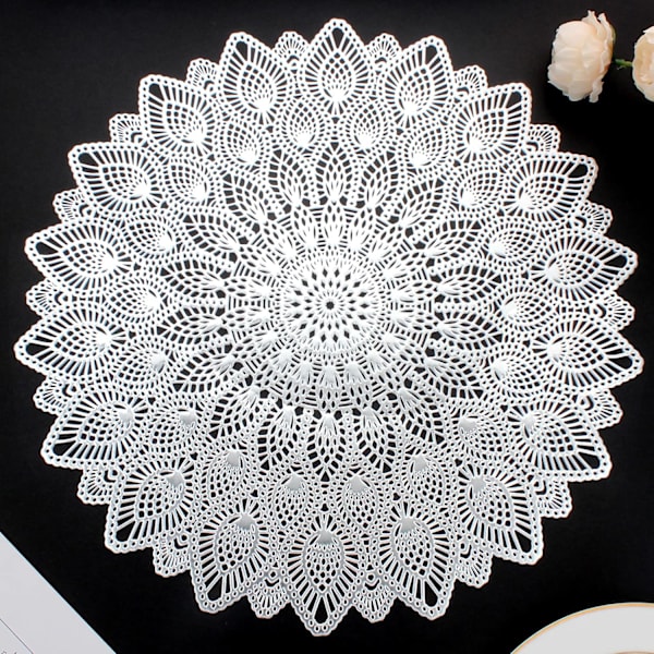 Hopeapyöreät Aluslautasliinat, Ontot Pestävät ja Pyyhittävät Aluslautasliinat, Painettu Vinyyli Pöytäliinat 4 Kpl Sarja Hääpäivällisen Keittiöön Silver 4 PCS