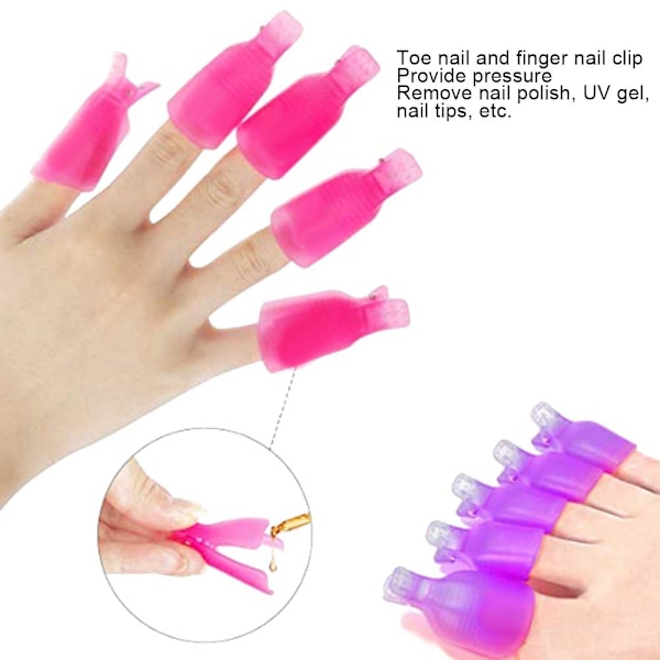 Sæt til fjernelse af neglelak - Soak Off Clip - Neglefil - Stålskubber - Manicure-værktøj