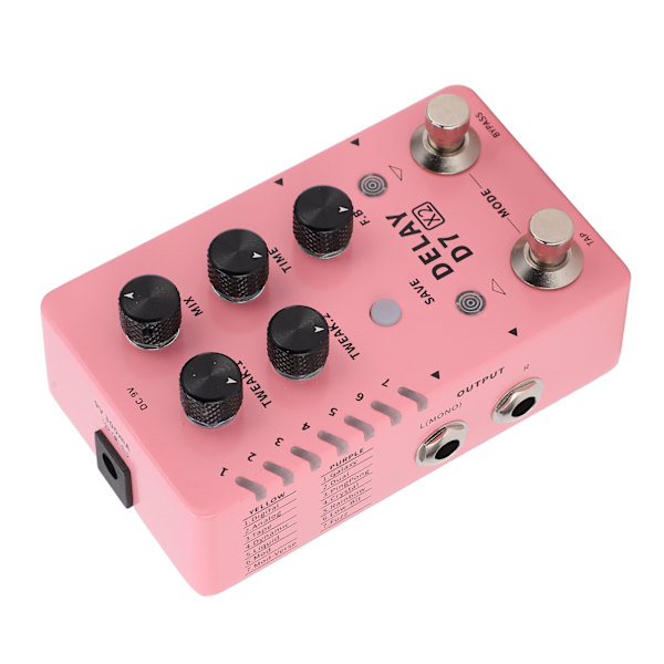 Stereo Delay-effekt Elektrisk Gitarr Singel Effektor Stöd Lagring med 14 Effekter 100‑240VUS-kontakt