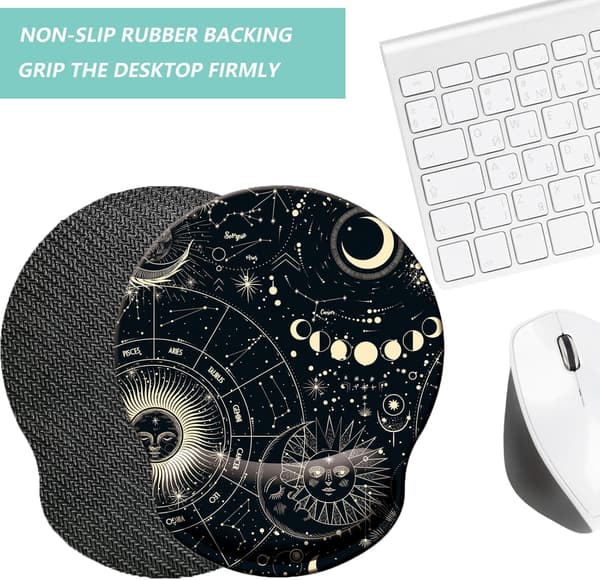Musemåtte med håndledsstøtte, ergonomisk musemåtte med memory foam håndledsstøttepude, skridsikker gummibase Gaming musemåtte til hjemmet
