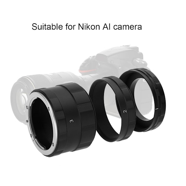 Metall manuell fokuserings makroförlängningslinsadapterrörssats för Nikon AI-kameror
