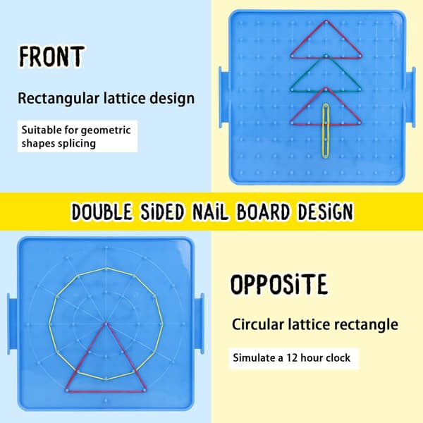 8 Pak Plast Matematiske Manipulative Material Array Blok Geo Board med 80 Latex Bånd til Børn (4 Farver)