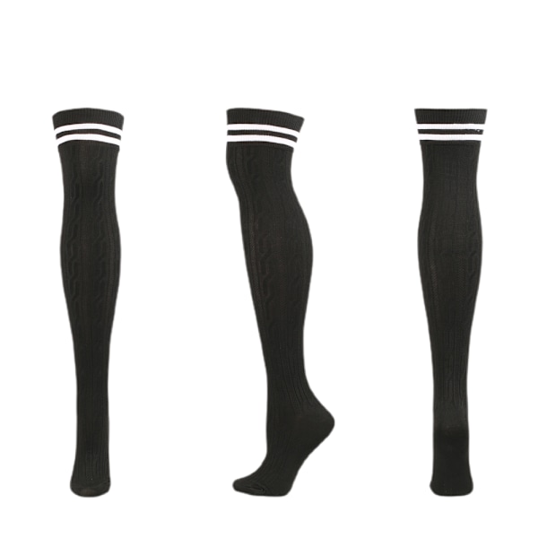 Två ränder stickade hampa mönster strumpor dam japanska och koreanska mode trend knästrumpor