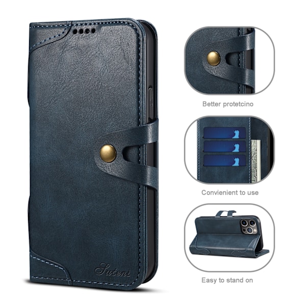 Etui til iPhone 12 / 12 Pro med Kortholdere, Lett Slankt Lær iPhone Lommebok Etui