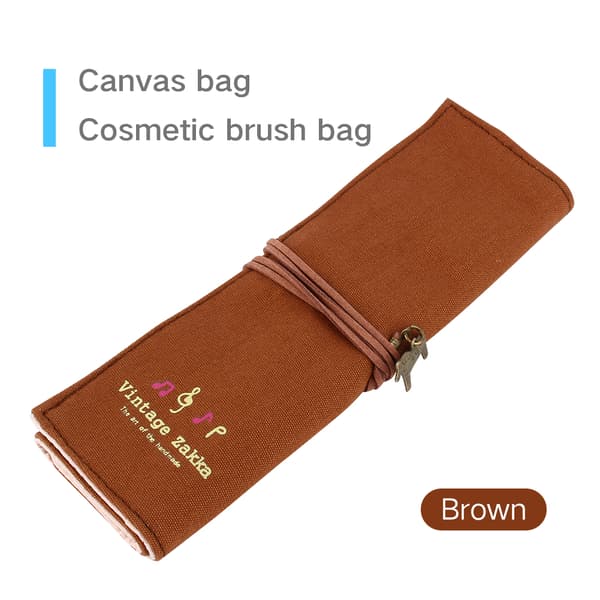 Makeup Canvas Wrap Roll Up Pen Pencil Makeup Bag Case Holder Makeup Brush Retro Romantic Bag