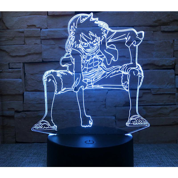 One Piece Anime-serie Touch-fjärrkontroll Kreativ 3D Nattlampa Sänglampa C USB Touch-fjärrkontroll 16 Färger