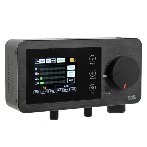 AD5 Audio Interface Lydkort Multifunktion Dobbelt XLR 6,35 mm med LCD-skærm Professionelt Lydkort til Live