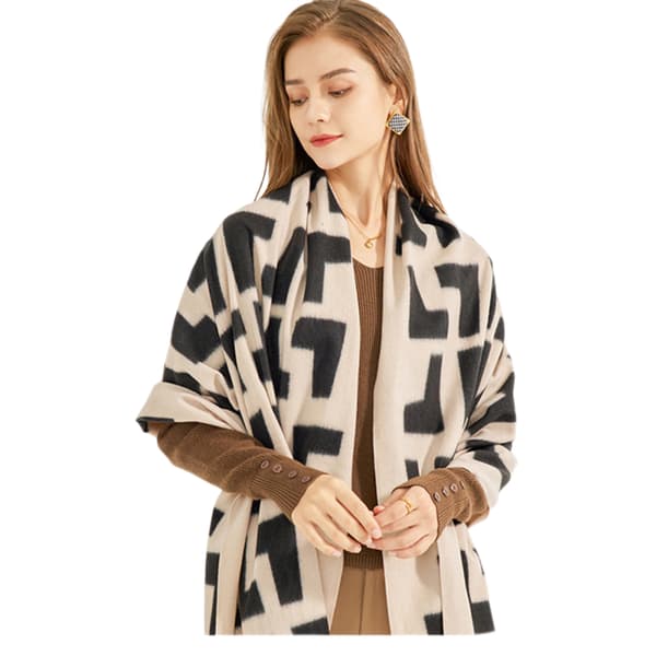 Dame Sjal Wraps Poncho Sweater Åben Front Cape Cardigan til Efterår Vinter Ferie（Sort）