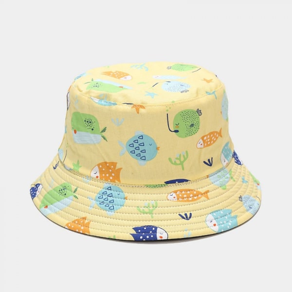 AVEKI Unisex Havsdjur Print Hink-Hatt Double-Side-Wear Vändbar Fisherman-Cap