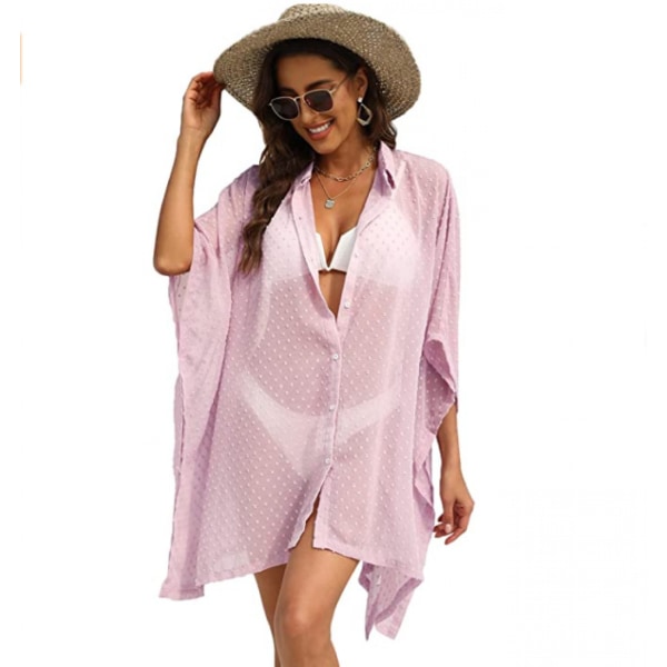 Badkläder för damer med cover Chiffong badkläder Beach Cover Up --- Rosa（Storlek S）