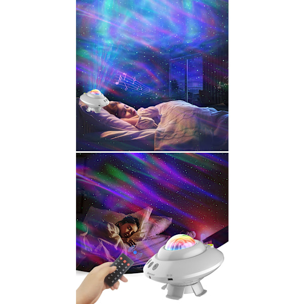 Stjärnprojektor Nattlampa, 3 i 1 LED Stjärnhimmel Aurora Projektorlampa med Fjärrkontroll för Sovrum Tak Nattprojektor