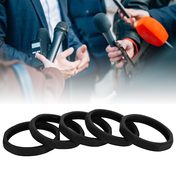 5 stk. mikrofon anti-slip rulle ring sort blød silikone beskyttelse hale cover (sort)