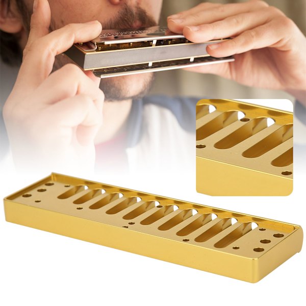 Harmonikakamm 10-håls Blues Harp Kam Del för HOHNER SP20 Aluminiumlegering Munspel Tillbehör Guld