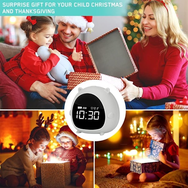Barnklocka, söt digital väckarklocka med timer, röststyrning och snooze-funktion, barnklocka present till pojkar och flickors sovrum