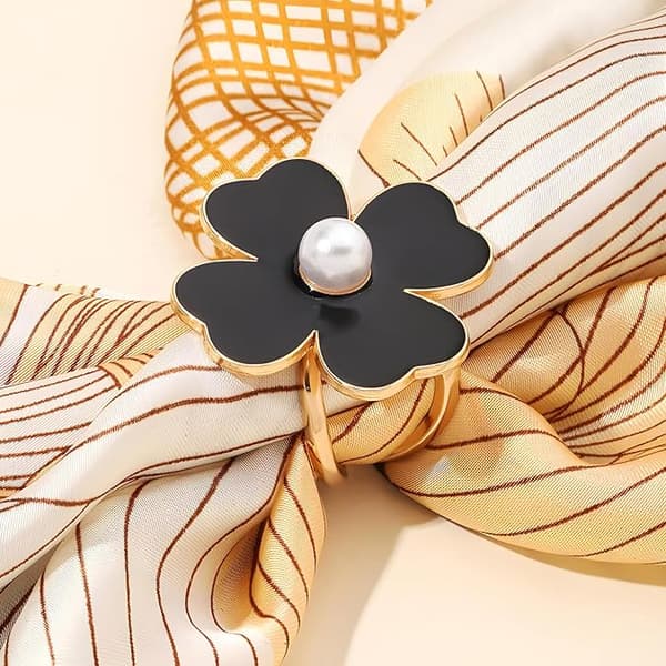 2 STK Kvinders Blomstrede Tørklæde Ring Spænde Sæt, Mode Tørklæder Nål & T-shirt Slips Lås Ring Smykkegave til Hende