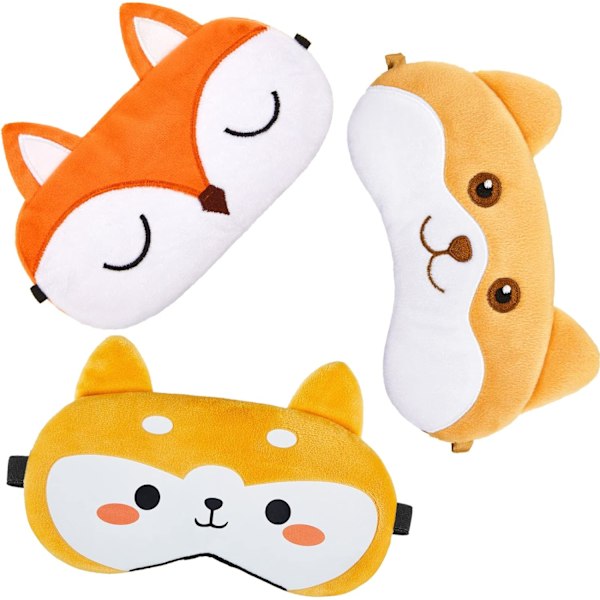 Cute Eye Mask for Sleeping 3 Pieces Cartoon Dog Face Eye Cover Funny Animal Cat Sleeping Mask Soft Lightweight Night Sleep Eye Masks