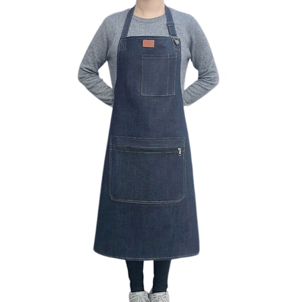 Denim arbejdsforklæde til voksne, industrielt, fortykket, slidstærkt forklæde til arbejdsbeskyttelse, svejsning, smudsafvisende forklæde.