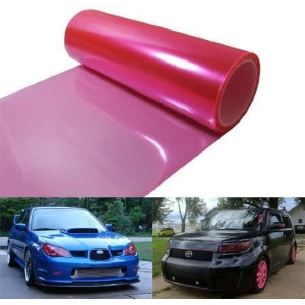 11 x 39 tommer selvklebende frontlykter, baklykter, tåkelys farget vinylfilm (rosa)