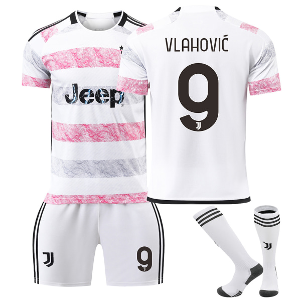 Juventus udebanefodboldtrøje til børn 23/24 med sokker No.9VLAHOVIC Children's size18