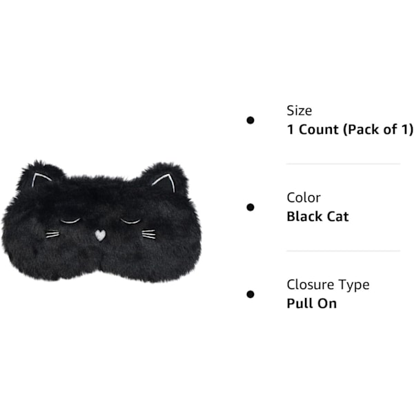 Söt Sovmask, Svart Katt Mjuk Plysch Fluffig Sovmask Rolig Cartoon Kattungar Ögonbindel Nyhet Ögonlock Skugga för Barn