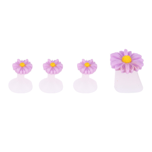 8 st Silikon Tåseparatorer Fot Tå Spacers Ortos Daisy Blomma Pedikyr Verktyg Lila