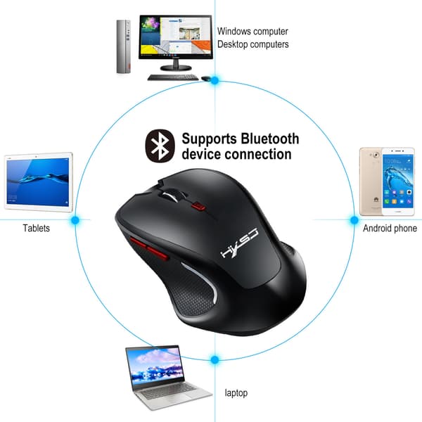 Bluetooth 3.0 trådløs mus, kontormus 2400dpi gamingmus til pc, computer, bærbar osv. - ideel til kontor og hjem