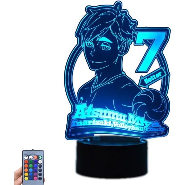 WJ Anime Modell Miya Atsumu 3D Illusjonslys LED Nattlys Hjemmedekorasjon Belysning USB Barn Soverom Dekorasjon Lys