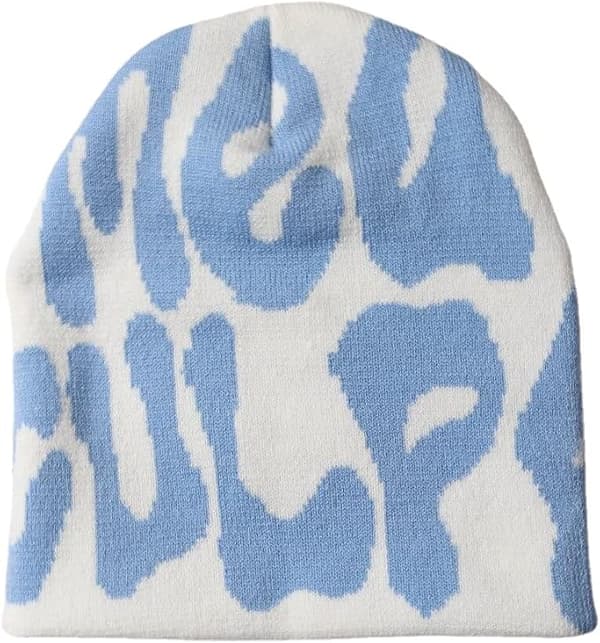 Dam Beanie Bonnet Y2k Beanies Dammössa Vinter för Dammössor Tillbehör blue white