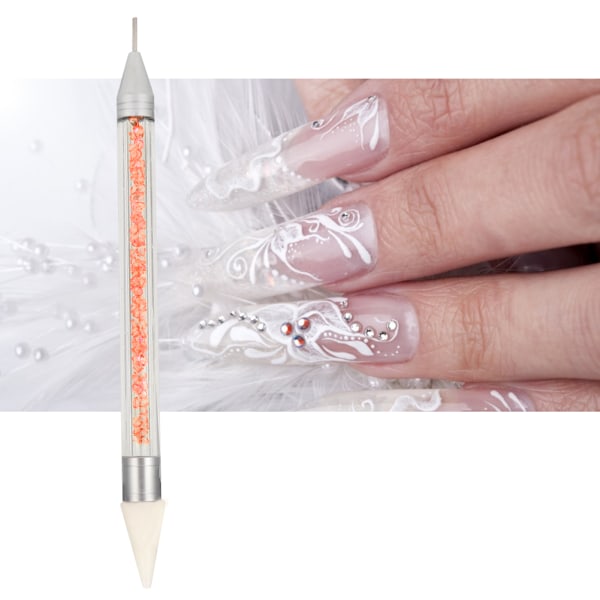 Dobbelt Hoved Negle Prik Pen Negle Strass Perle Picker Voks Pen Manicure VærktøjOrange