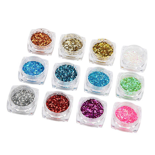 Nagelkonst Glitter Geometrisk Form Dekoration Manikyr Paillette Dekal DIY Kit Tillbehör