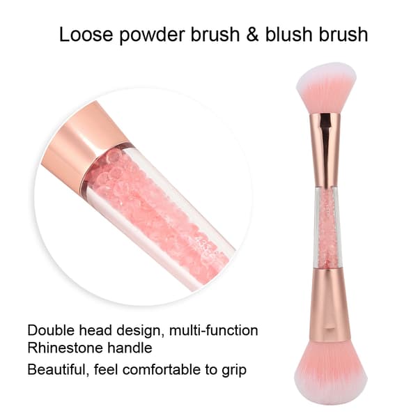 Professionel Dobbelt Hoved Løst Pudderbørste Blusher Kosmetikbørste Makeup Værktøj