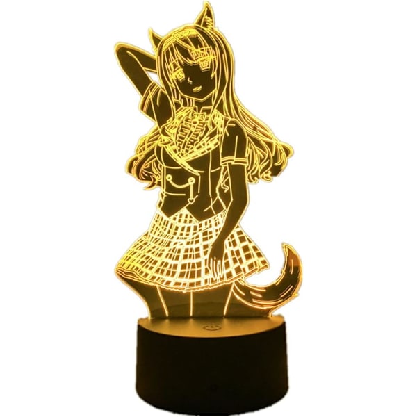 3D Illusion Lampe Anime LED Natlampe Nekopara Maple Natlamper til Stue Soveværelse Dekoration USB Skrivebordslampe 7/16 Farve med Fjernbetjening Katt Lady Paradise-B