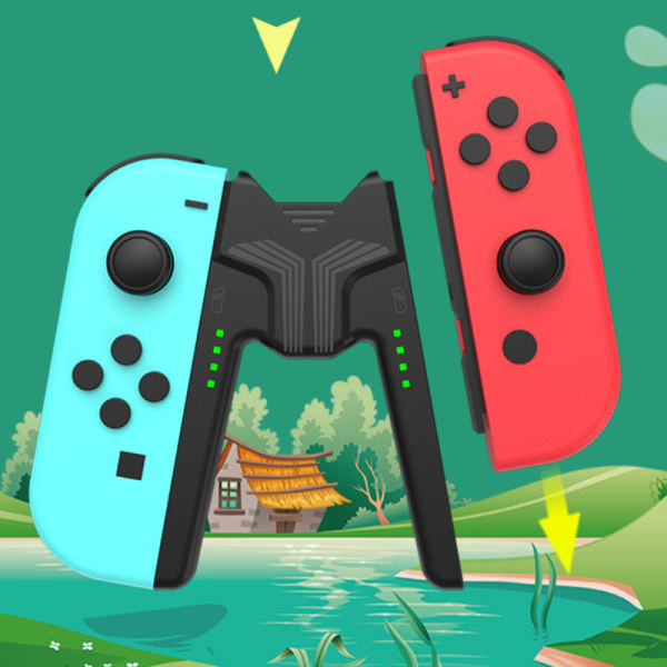 Joy-Con-ladegrip for Nintendo Switch OLED-kontrollere, komfortabel Joycon-grep-kontrollere bærbar V-formet håndtak (hvit)